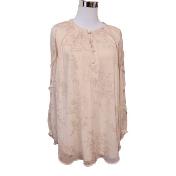 Boho Fairy Romantic Blouse Peasant Top 1X Flowy Ruffles Floral Roses Cottagecore - Picture 11 of 12